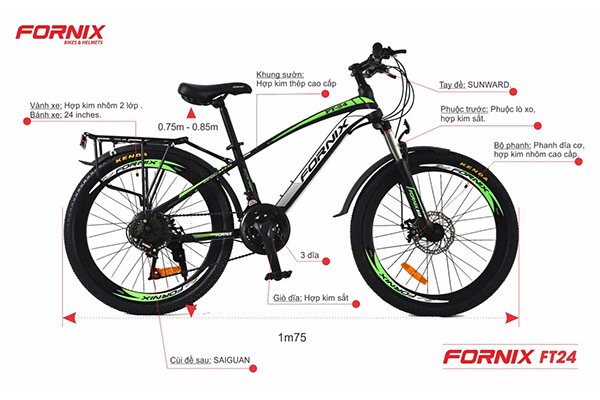 thông số kỹ thuật xe đạp fornix ft24