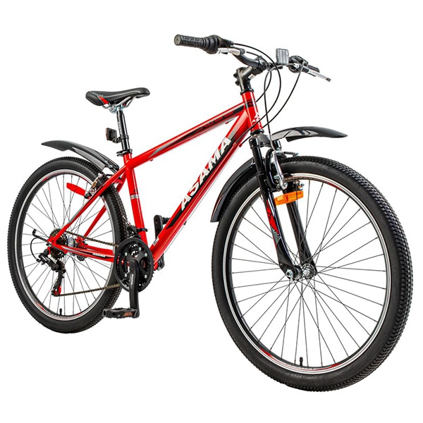 xe đạp asama mtb 2604 màu đỏ đen chụp nghiêng